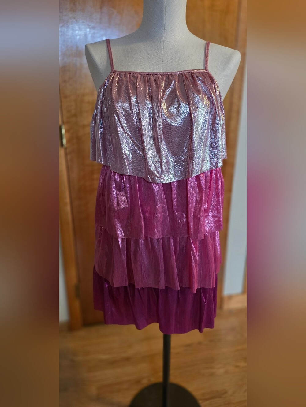 Pink Metallic Layered Dress